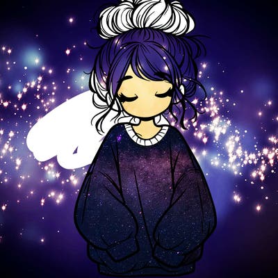 girl with baggy sweatshirt and messy bun