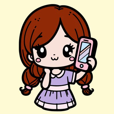 cute girl with phone