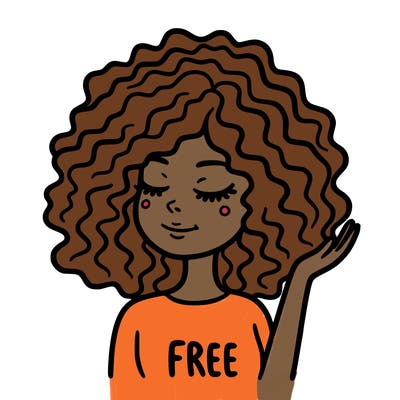 free woman with curly hair