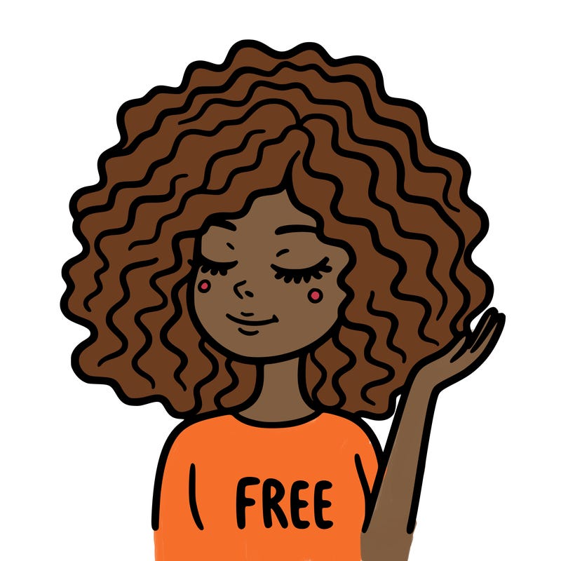 free woman with curly hair
