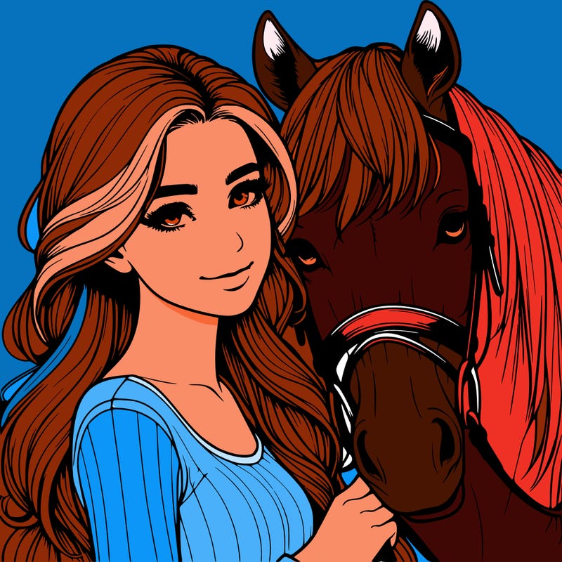 realistic girl with horse