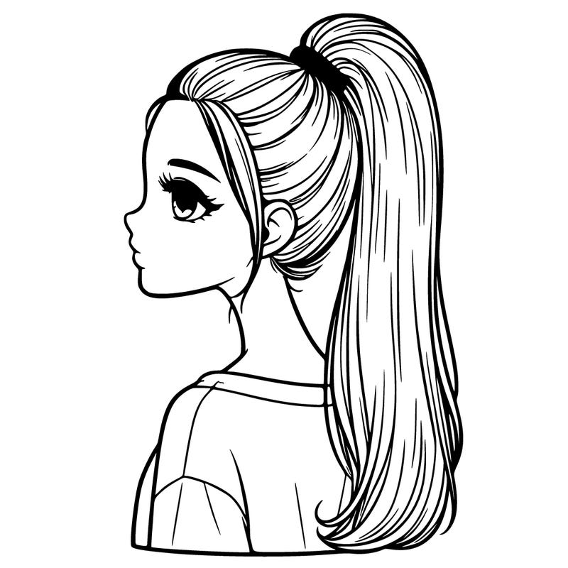 realistic girl with high pony tail