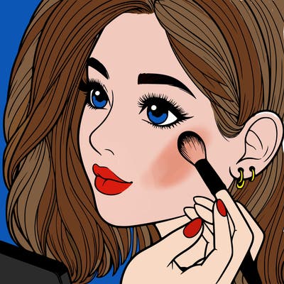 a realistic girl doing her makeup