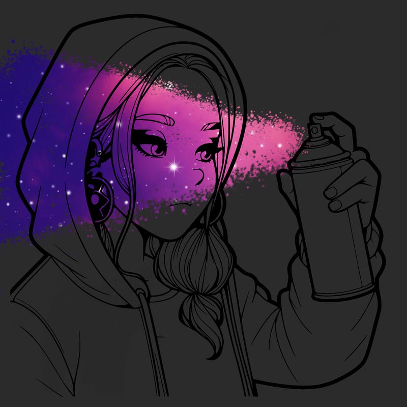 a realistic girl, spray painting