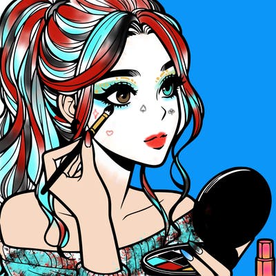 a realistic girl doing her makeup