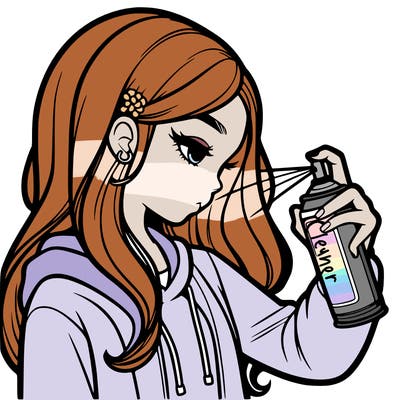 a realistic girl spray painting