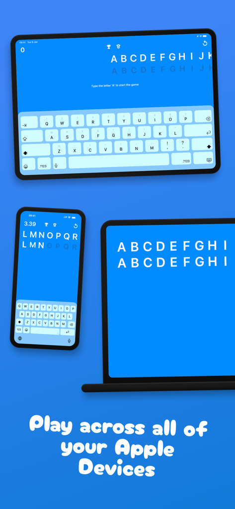 Typr - Typr app interface displayed on an iPhone, iPad, and Mac showing its compatibility across Apple devices.