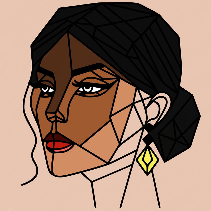 geometric art illustration of a woman's face