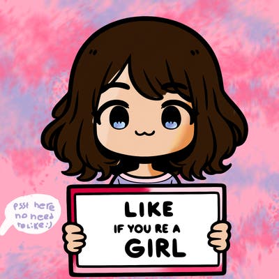 a cute girl holding a sign that says like if you’re a girl
