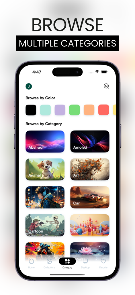 Wallbyte: 4k Wallpapers - Interface of Wallbyte app showing various wallpaper categories and color filters