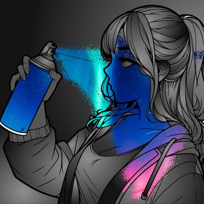 a realistic girl spray, painting
