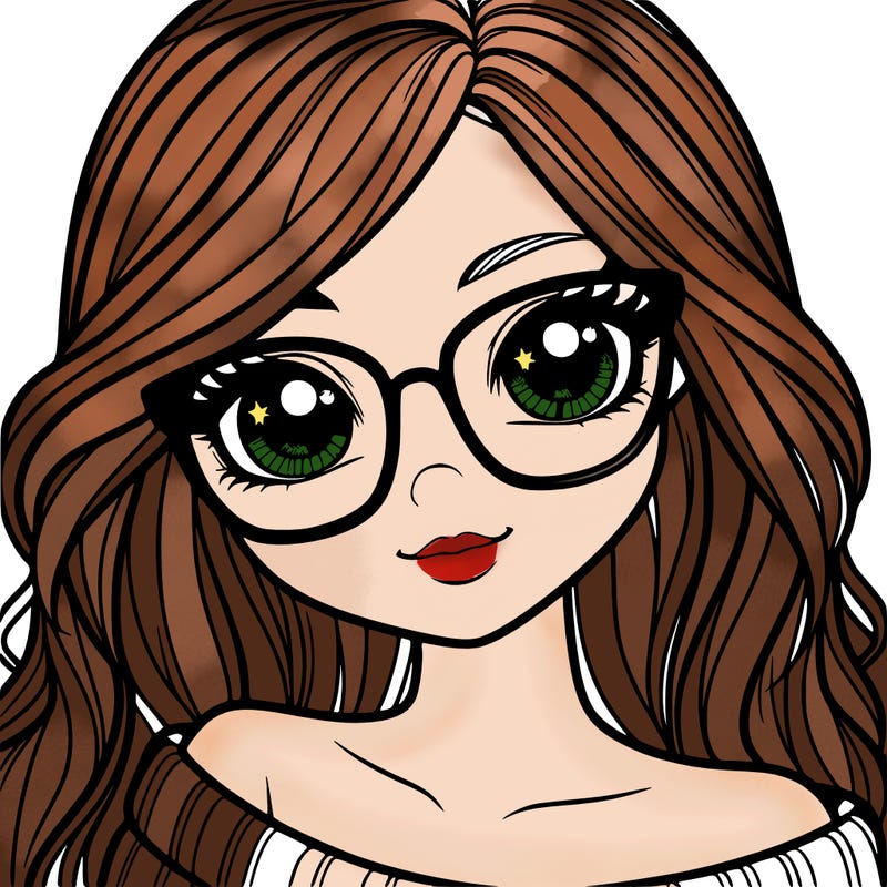 girl with beautiful eyes, hair, and glasses