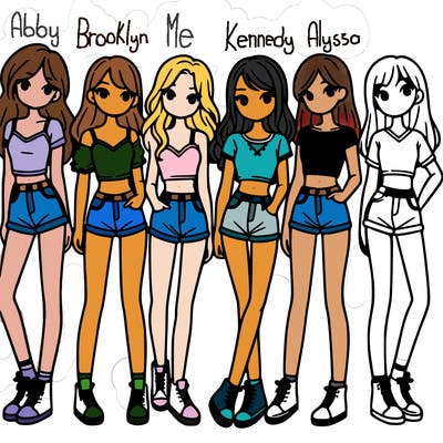 a group of girls wearing crop tops and shorts