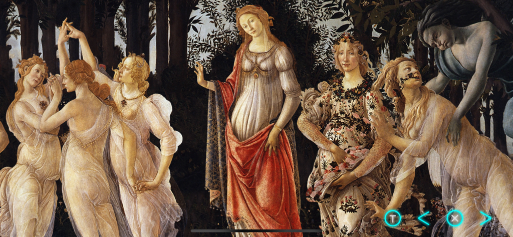 Art Legacy - Pintura La Primavera de Botticelli mostrada en la aplicación Art Legacy con efecto de profundidad