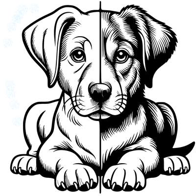 realistic dog split picture