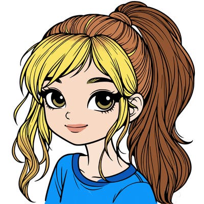 realistic girl with ponytail