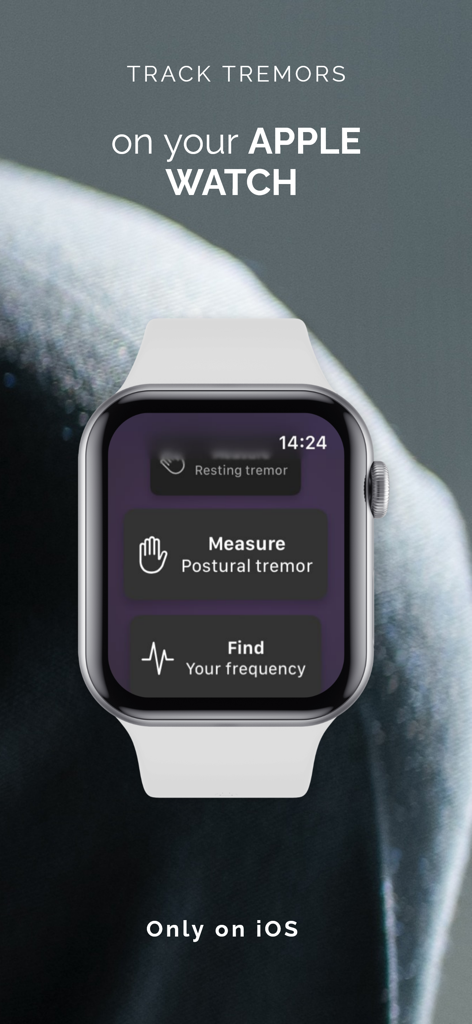 Steady Hands - tremor meter - Steady Hands app interface on Apple Watch showing options to measure resting and postural tremors