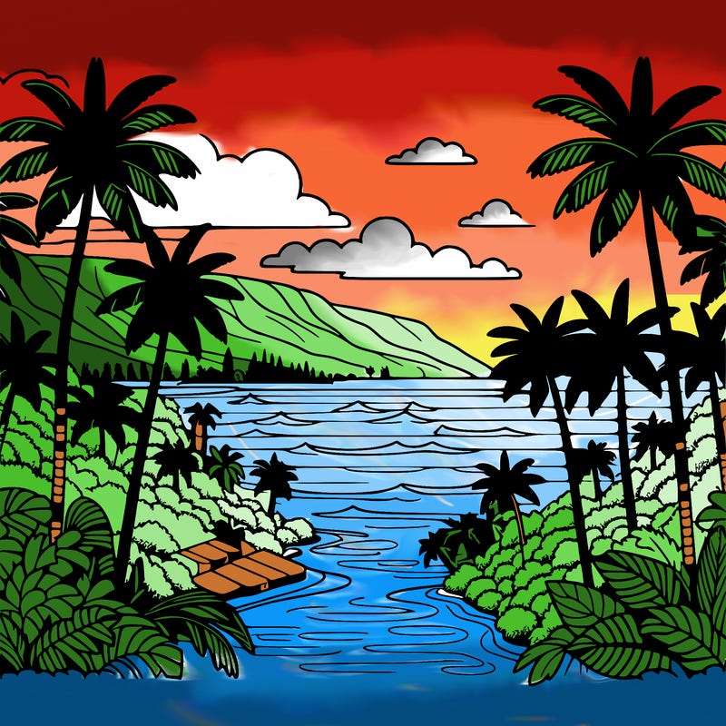 view of the ocean in hawaii lots of palm trees and beautiful view