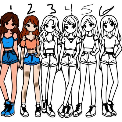 a group of girls wearing crop tops and shorts