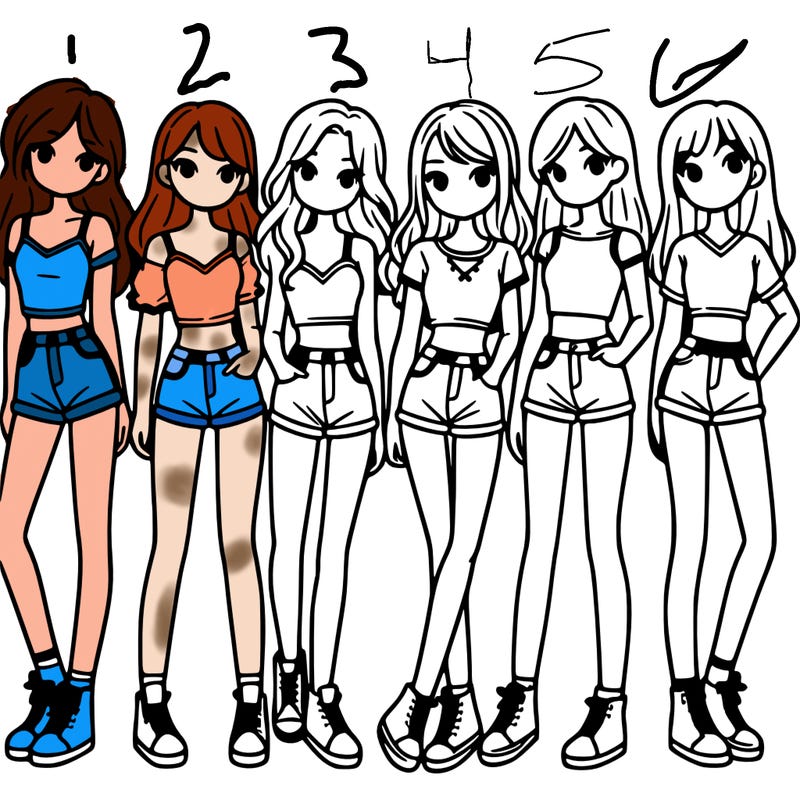 a group of girls wearing crop tops and shorts