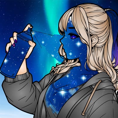 a realistic girl spray, painting