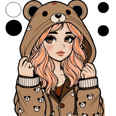 realistic girl in a animal pjs hoodie