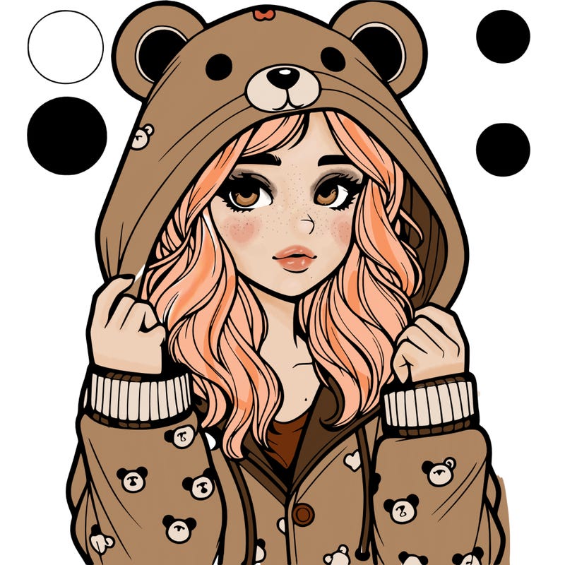 realistic girl in a animal pjs hoodie