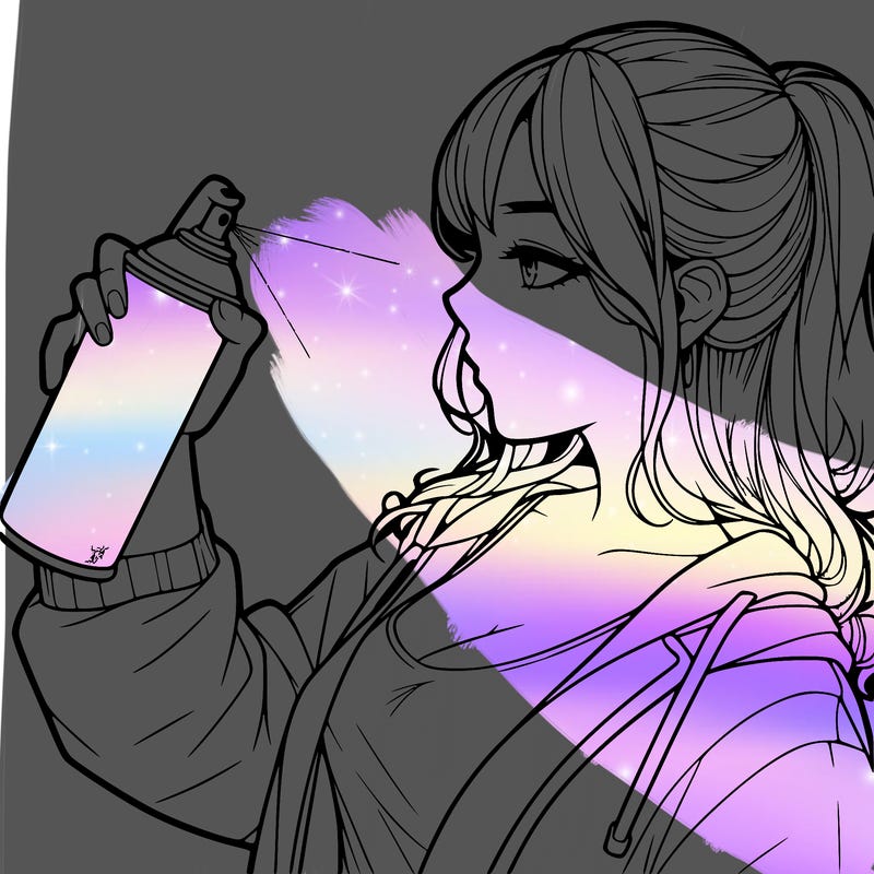 a realistic girl spray, painting