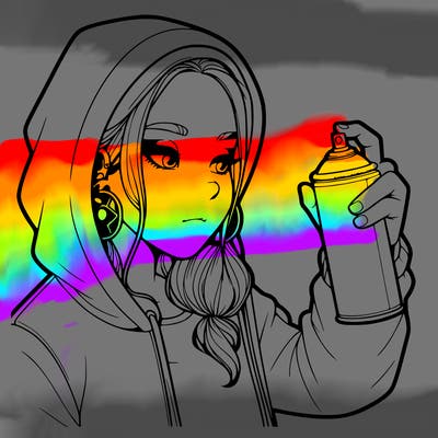 a realistic girl, spray painting