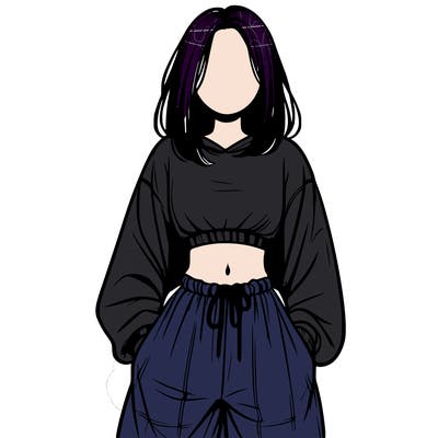 realistic girl faceless with baggy pants and a crop top