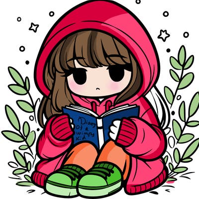 girl in oversized hoodie reading a book