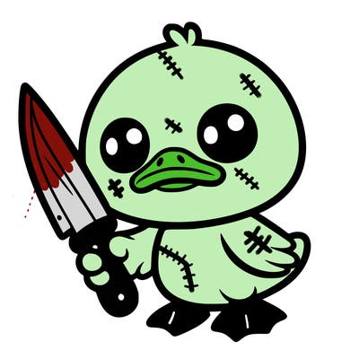 cute duck with knife