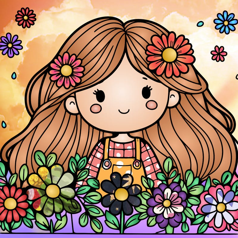 girl with flowers