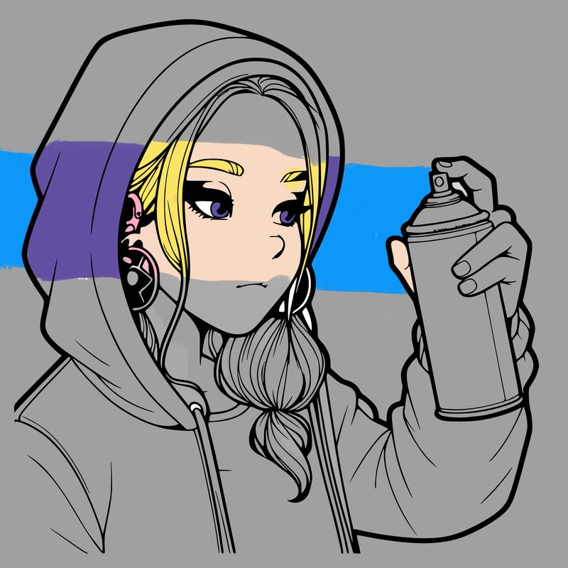 a realistic girl, spray painting