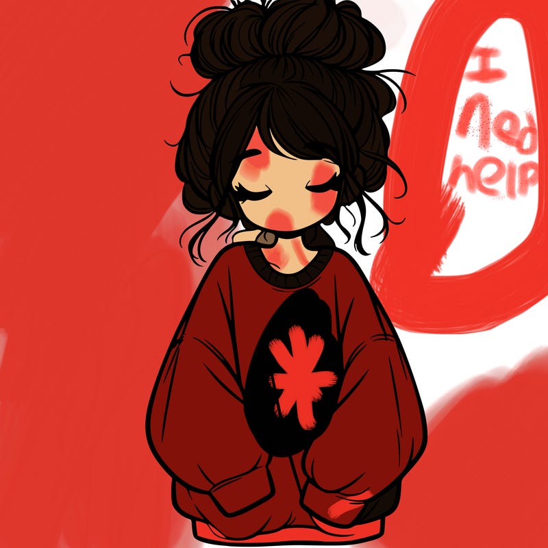 girl with baggy sweatshirt and messy bun