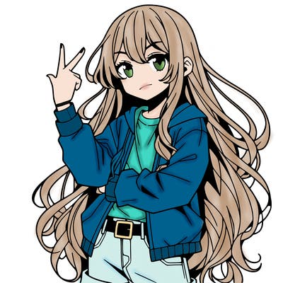 one anime girl with long hair and a cool pose