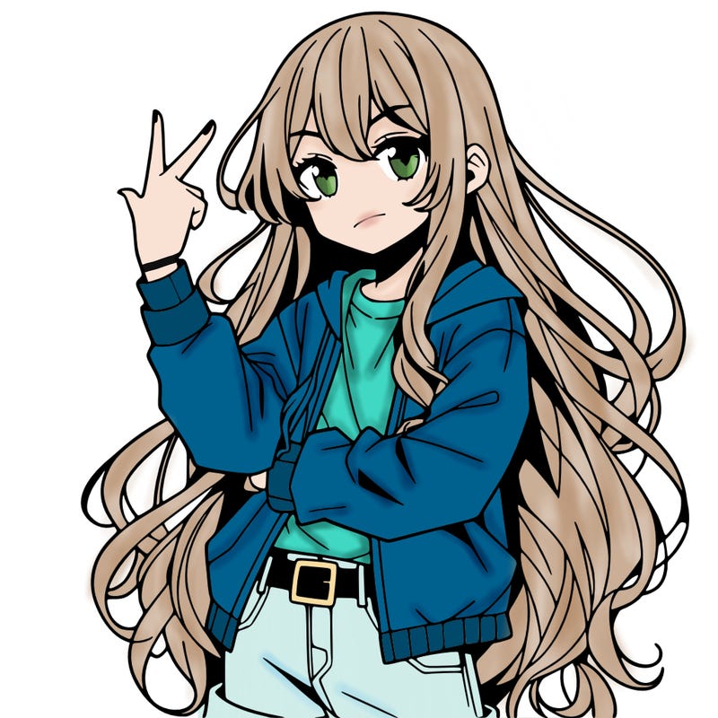 one anime girl with long hair and a cool pose
