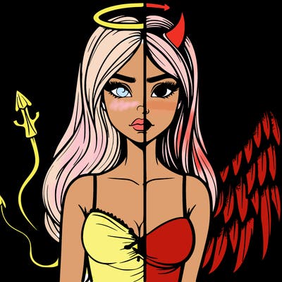 devil vs angel realistic girl