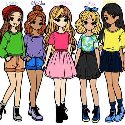 a group of five girls