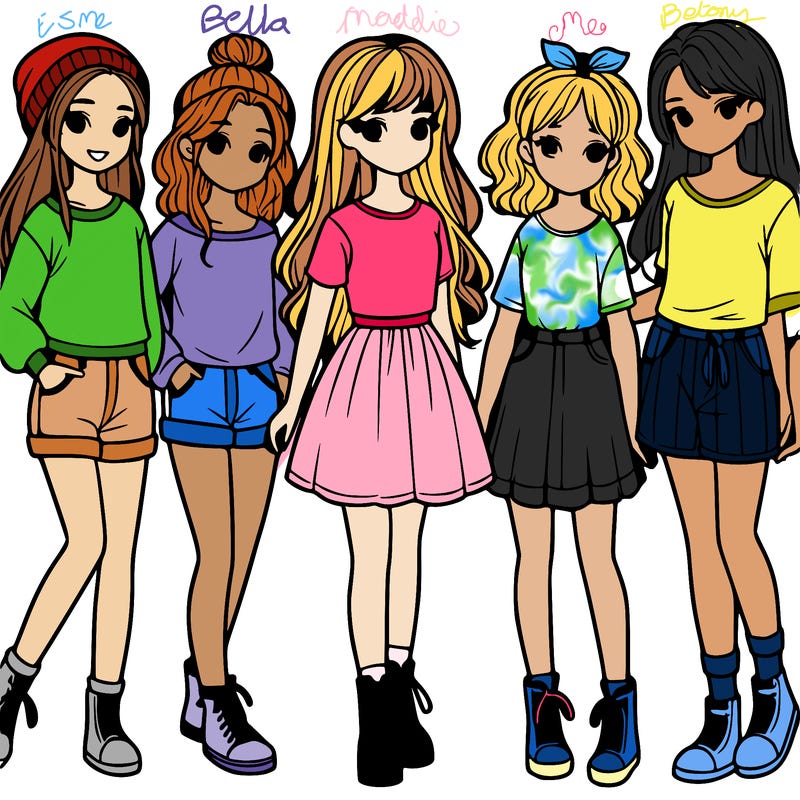 a group of five girls