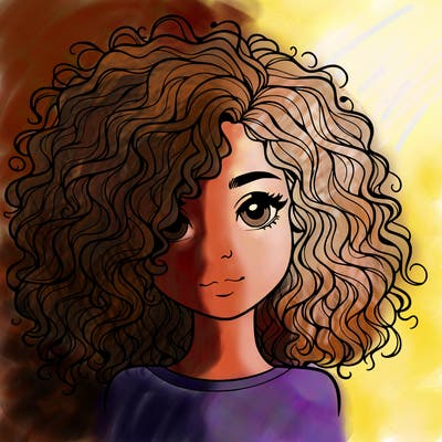 realistic girl with curly hair