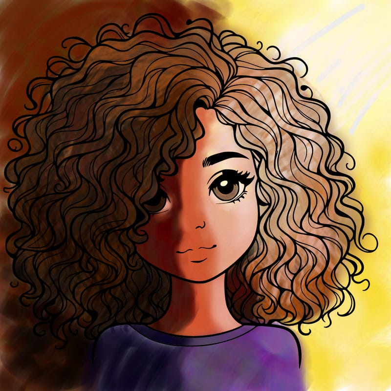 realistic girl with curly hair