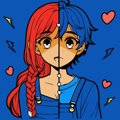 realistic girl boy split