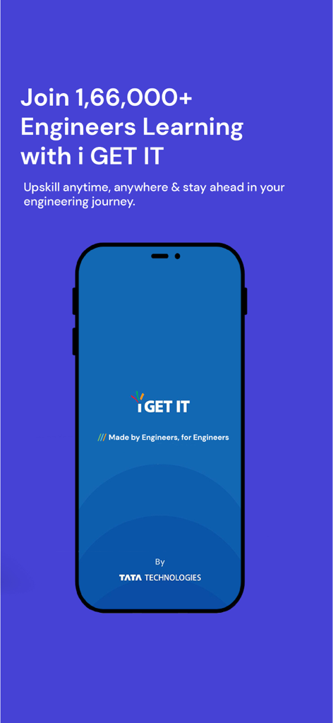 iGETIT - Upskilling Engineers - Promotional screen for the iGETIT upskilling engineers app by Tata Technologies