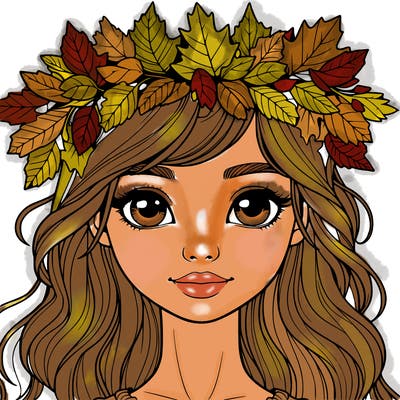 realistic girl with fall leaf crown