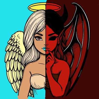 realistic angel half demon