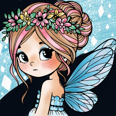 girl with flowers crown fairy realistic