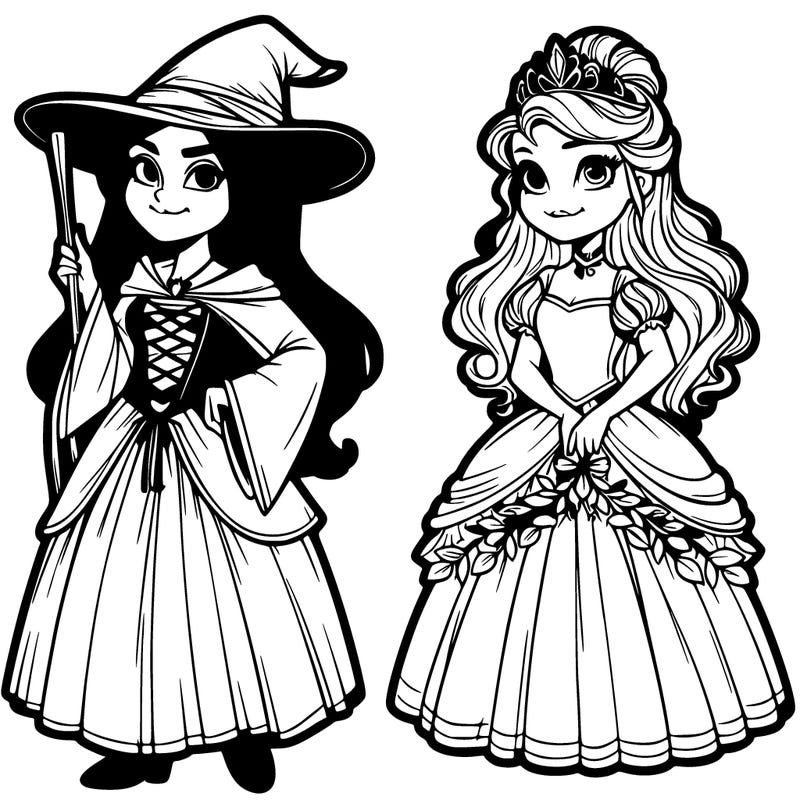 a witch and a princess realistic