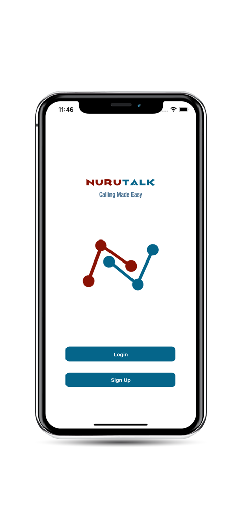 NuruTalk - VoIP Call, SMS - NuruTalk mobile app login and sign up screen