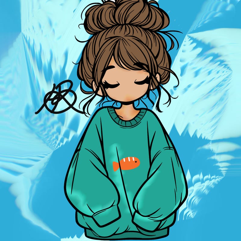 girl with baggy sweatshirt and messy bun